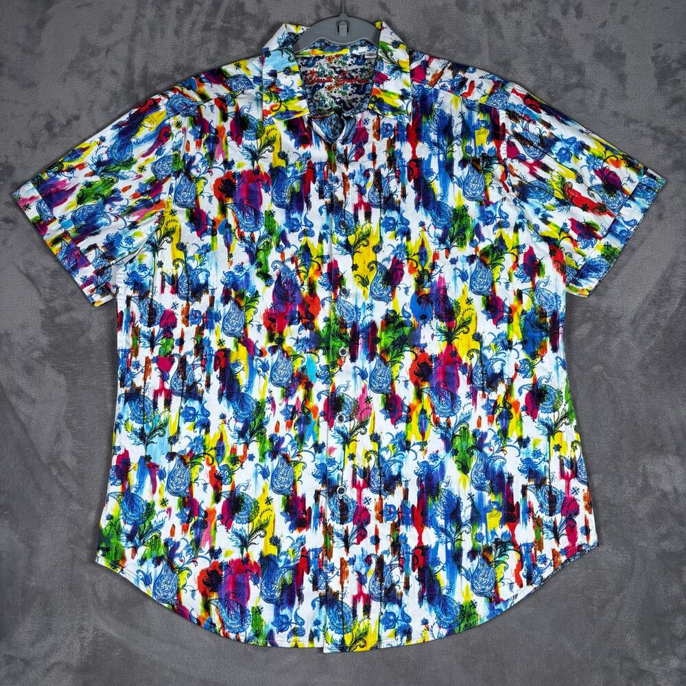 Robert Graham Colorful Paisley Abstract Print Button Up Shirt Men’s M Cotton